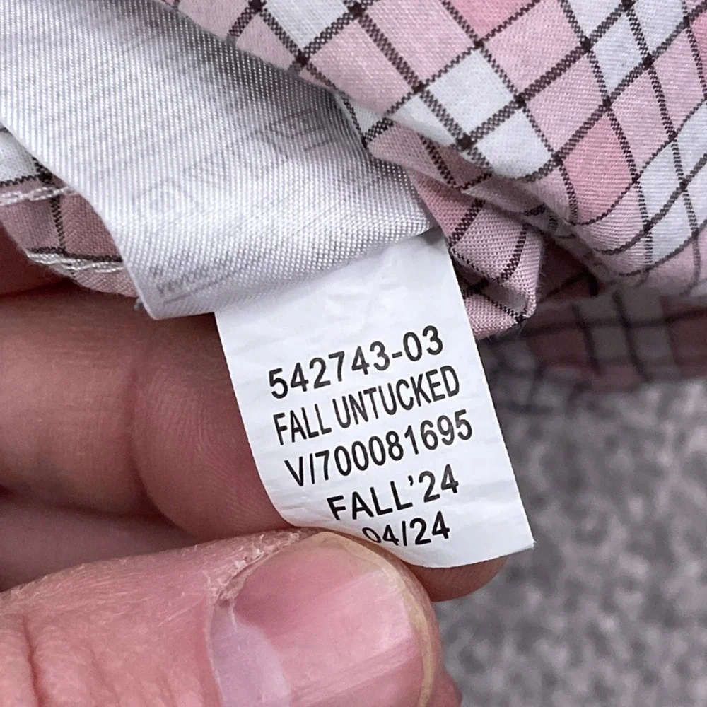 Banana Republic Shirt‎ Mens 2XL XXL Pink Checkered Slim Fit Untucked Cotton